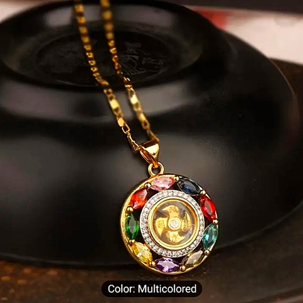 Elegant Bulgari Allegra circle pendant with Gold plated necklace.